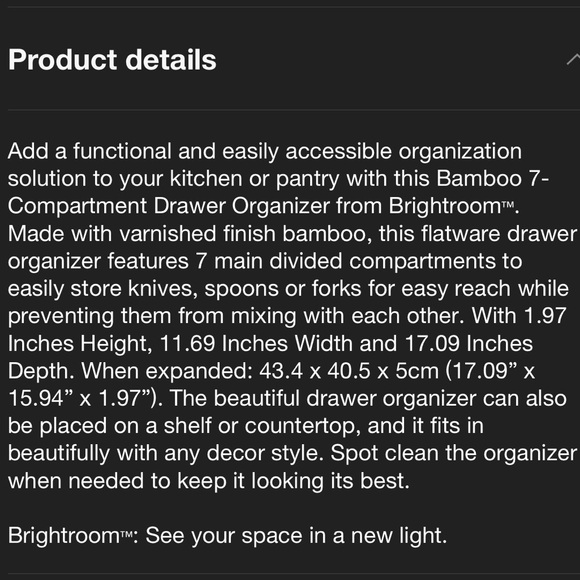 Brightroom Bamboo 7 Compartment Expandable Draw Organizer - Picture 5 of 9
